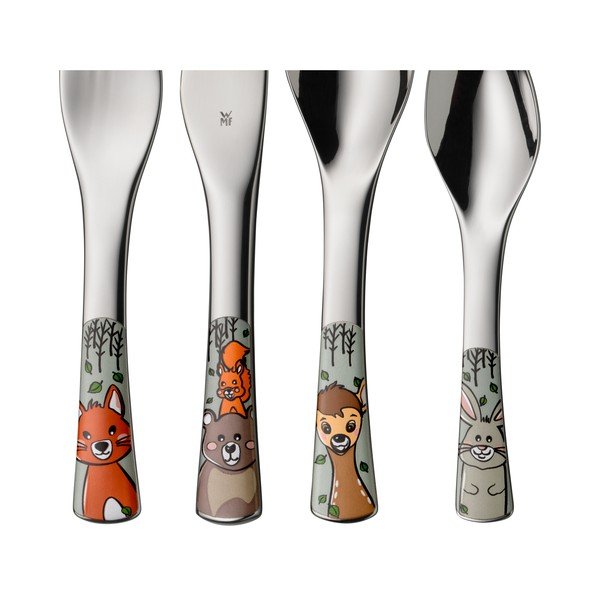 Sudraba krāsas nerūsējošā tērauda bērnu galda piederumi (4 gab.) Forest Friends – WMF-image-2