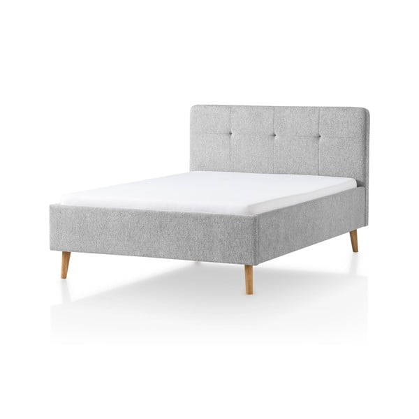 Gaiši pelēka polsterēta divvietīga gulta 140x200 cm Smart – Meise Möbel