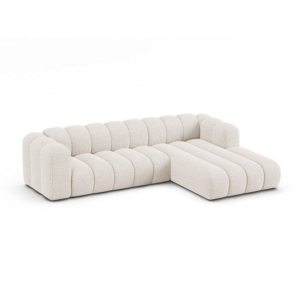 Krēmkrāsas stūra dīvāns no šenila auduma (ar labo stūri/ar zvilni) Lupine – Micadoni -image-1