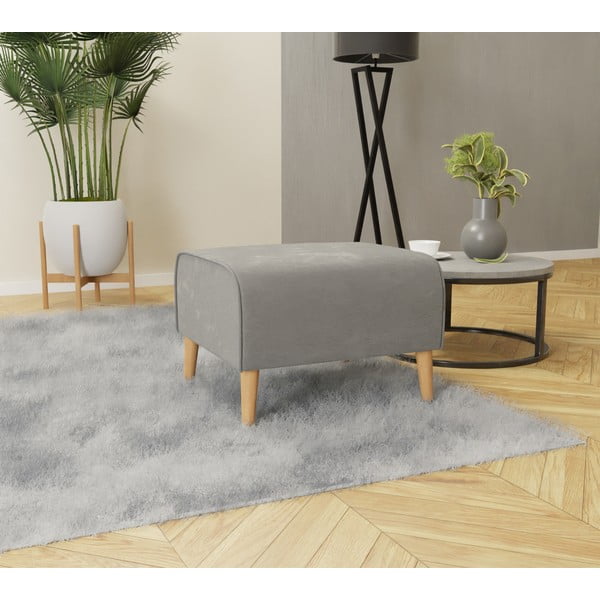 Gaiši pelēks samta kāju soliņš Carole – Ropez-image-2