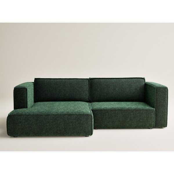 Tumši zaļš salokāms stūra dīvāns no šenila auduma ar uzglabāšanas vietu (ar kreiso stūri/ar zvilni) Velto – Maison de Rêve-image-2