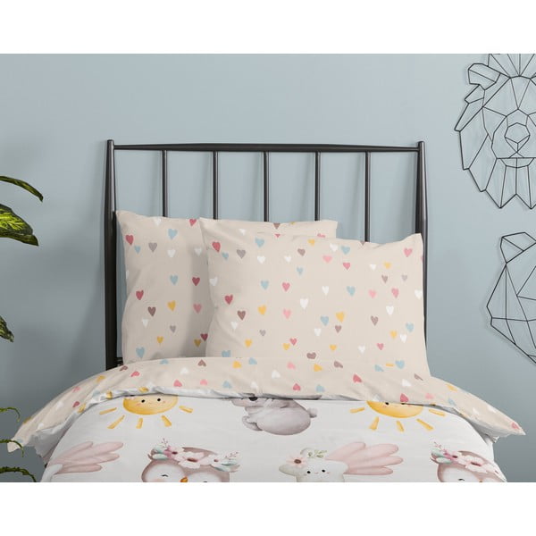 Brūna/bēša kokvilnas bērnu gultas veļa 100x135 cm Hugs – Good Morning-image-2