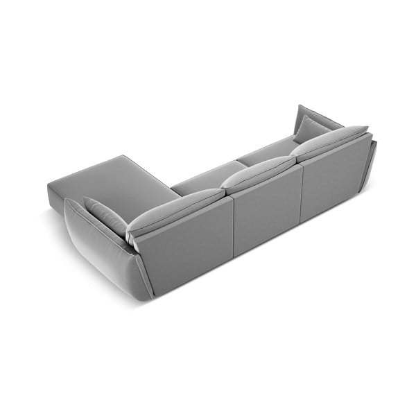 Gaiši pelēks samta stūra dīvāns (ar labo stūri/ar zvilni) Vanda – Mazzini Sofas-image-3