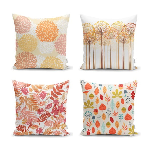 4 dekoratīvo spilvendrānu komplekts Minimalist Cushion Covers Autumn Design, 45 x 45 cm