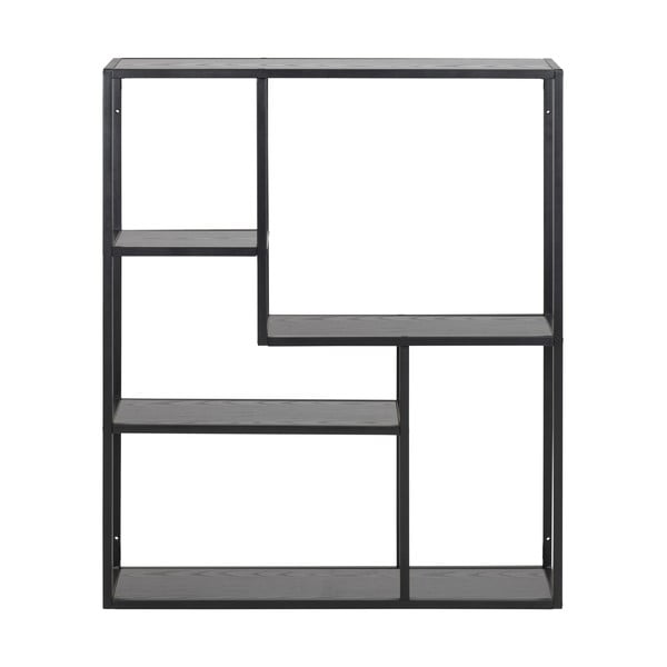 Melns sienas grāmatplaukts ar oškoka imitāciju 75x91 cm Seaford – Actona