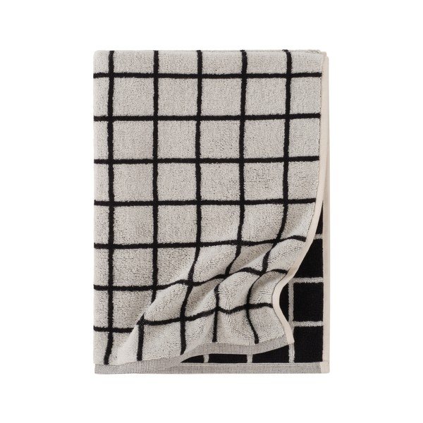 Melns/bēšs kokvilnas dvielis 50x70 cm Grid – Jotex