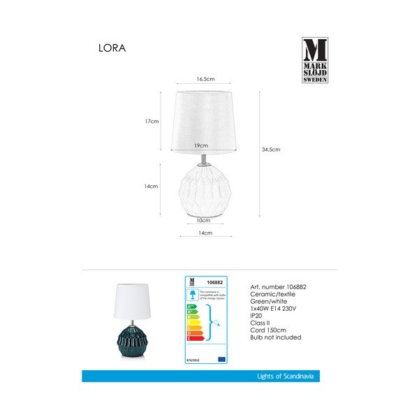 Zaļa galda lampa Markslöjd Lora-image-1