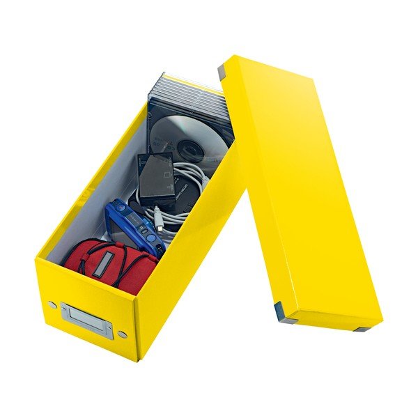 Dzeltena kartona uzglabāšanas kaste ar vāku 14x35x14 cm Click&Store – Leitz-image-2