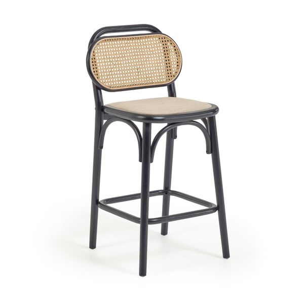 Melns gobas masīvkoka bāra krēsls (sēdekļa augstums 65 cm) Doriane – Kave Home