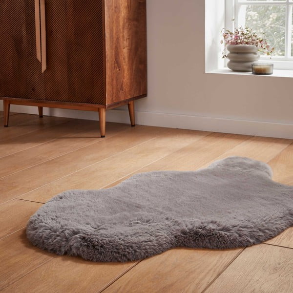 Pelēka sintētiska kažokāda 60x90 cm Super Teddy – Think Rugs-image-2