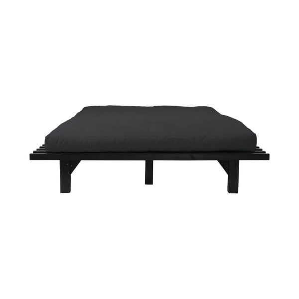 Divguļamā gulta no priedes koka ar matraci Karup Design Blues Double Latex Black Black, 140 x 200 cm