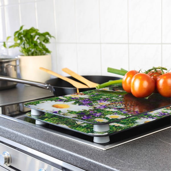 Rūdīta stikla plīts aizsargplāksnes (2 gab.) 52x30 cm Summer Meadow – Maximex-image-1