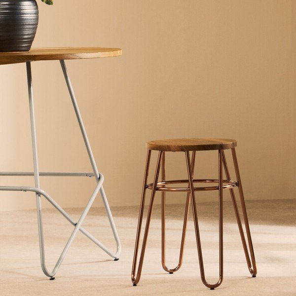 Dabīga toņa/rozā zelta krāsas gobas masīvkoka ķeblis District – Premier Housewares-image-3
