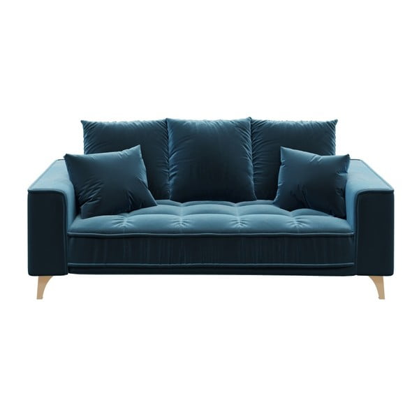 Tumši zils samta dīvāns Devichy Chloe, 204 cm
