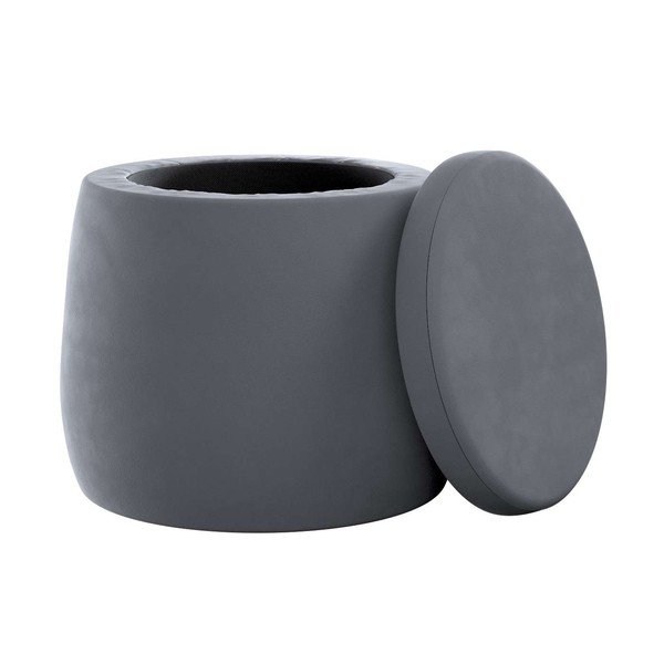 Pelēks samta bērnu pufs Posh Velvet – Yellow Tipi-image-1