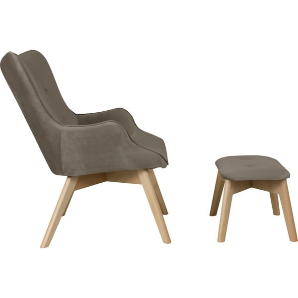 Gaiši brūns samta atpūtas krēsls ar kāju balstu Niko – Ropez-image-3