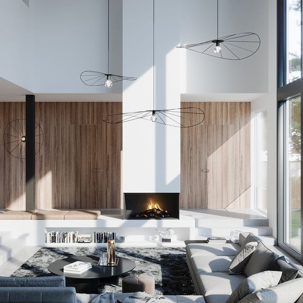 Melna piekaramā lampa ø 70 cm Elliot – Sollux-image-1