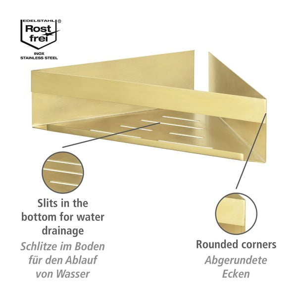 Stūra pašturošs vannas istabas plaukts no nerūsējošā tērauda zelta krāsā Genova – Wenko-image-4