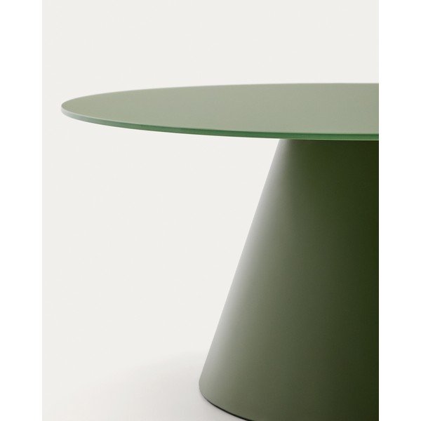 Zaļš apaļš žurnālgaldiņš ar stikla galda virsmu ø 80 cm Wilshire – Kave Home-image-2
