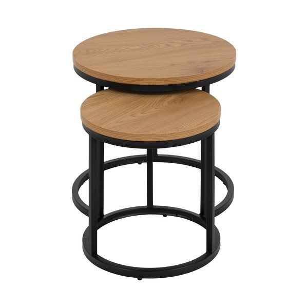 Apaļi sānu galdiņi ar ozolkoka imitācijas galda virsmu (2 gab.) ø 45 cm Spiro – Actona-image-3