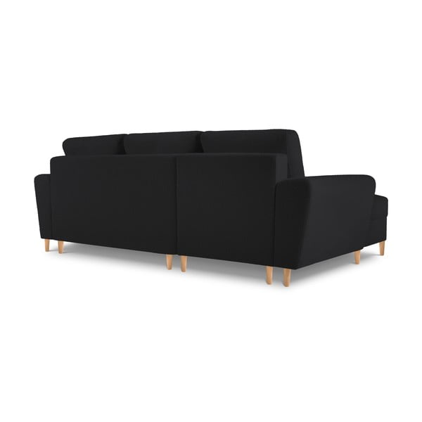 Melns salokāms stūra dīvāns ar uzglabāšanas vietu no buklē auduma (ar kreiso stūri/ar zvilni) Kyoto – Cosmopolitan Design-image-4