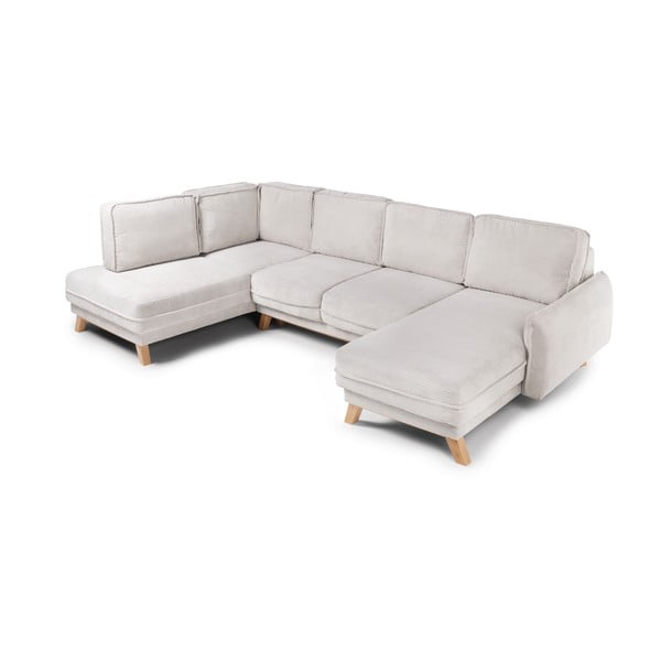 Bēšs velveta salokāms stūra dīvāns (ar kreiso stūri/U veida) Tori – Bonami Selection-image-2