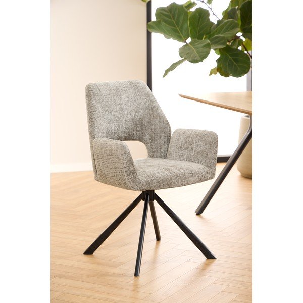 Gaiši pelēks polsterēts ēdamistabas krēsls ar roku balstiem Graham – Actona-image-2