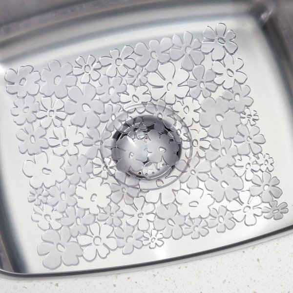 Caurspīdīgs izlietnes paklājs iDesign Blumz, 28 x 30,5 cm-image-1