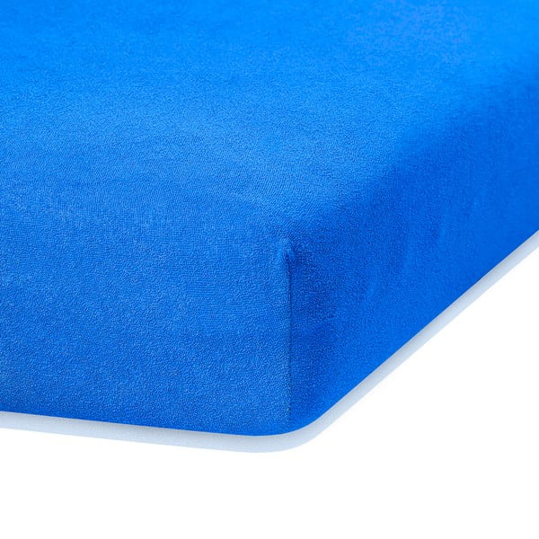 Zils elastīgs palags ar augstu kokvilnas saturu AmeliaHome Ruby, 160/180 x 200 cm