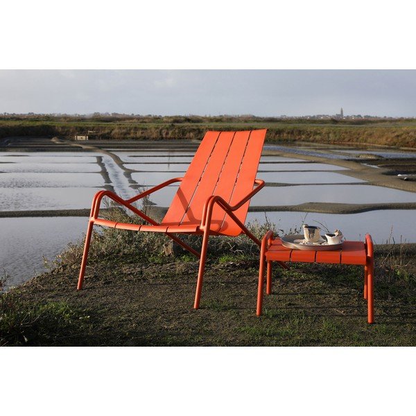 Oranžs metāla dārza atpūtas krēsls Fleole – Ezeis-image-1