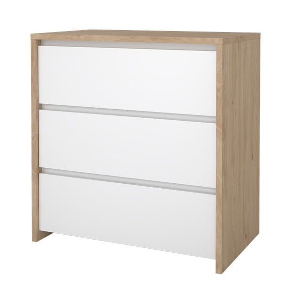 Balta/dabīga toņa kumode ar ozolkoka imitāciju 80x84x48 cm Next – Tvilum-image-3