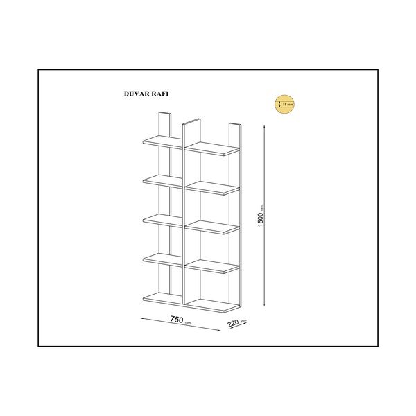 Balts/dabīga toņa grāmatu plaukts ar priedes koka imitāciju 75x150 cm Era – Gauge Concept-image-2