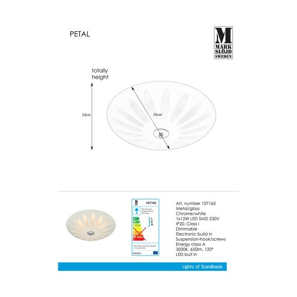 Balta LED griestu lampa Markslöjd Petal, ø 35 cm-image-1