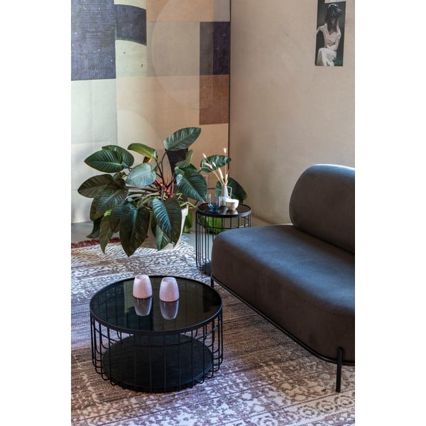 Melns žurnālgaldiņš ar stikla virsmu White Label Lance, ø 60 cm-image-4