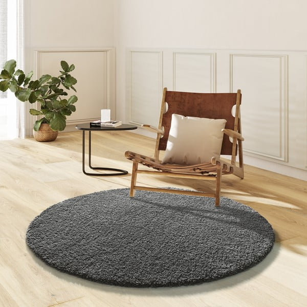 Antracīta pelēks apaļš paklājs ø 130 cm Norge – Universal-image-1