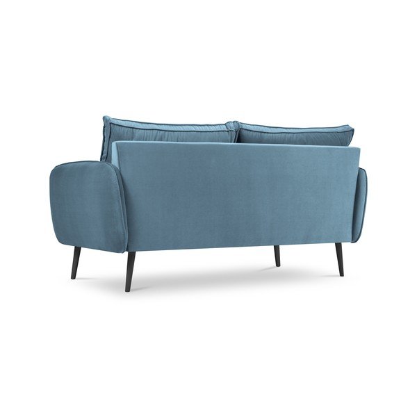 Gaiši zils samta dīvāns ar melnām kājām Kooko Home Lento, 158 cm-image-3