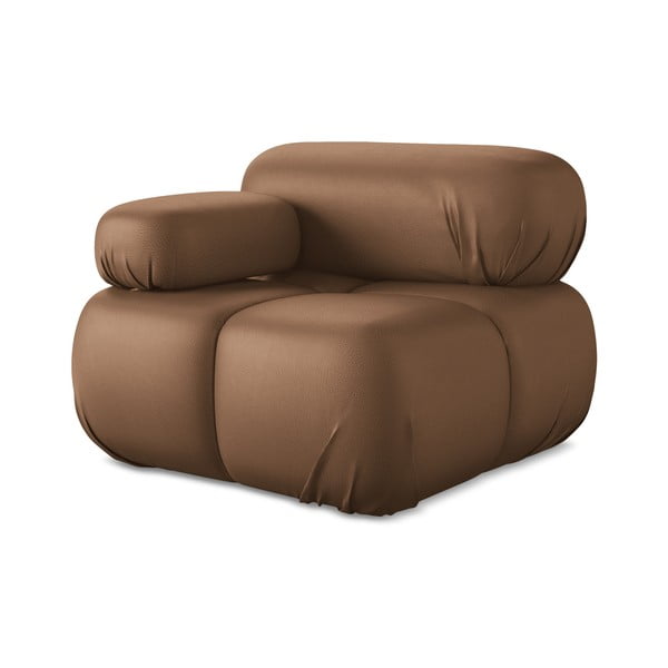 Brūna modulārā dīvāna daļa no ādas imitācijas (ar kreiso stūri) Lokua – Makamii-image-2