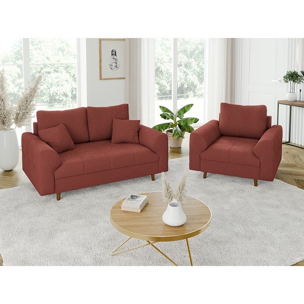 Ķieģeļu sarkans velveta dīvāns 150 cm Ariella – Ropez-image-4