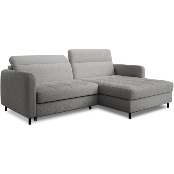 Pelēks salokāms/ar uzglabāšanas vietu stūra dīvāns no buklē auduma (ar labo stūri/ar zvilni) Gomsi – ELTAP-image-2