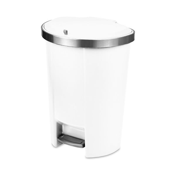 Balta plastmasas atkritumu tvertne ar pedāli 50 l – Addis