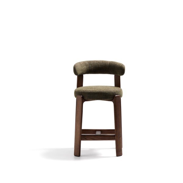 Zaļš/tumša dabīga toņa oša masīvkoka bāra krēsls (sēdekļa augstums 65 cm) Granite – Kave Home-image-2