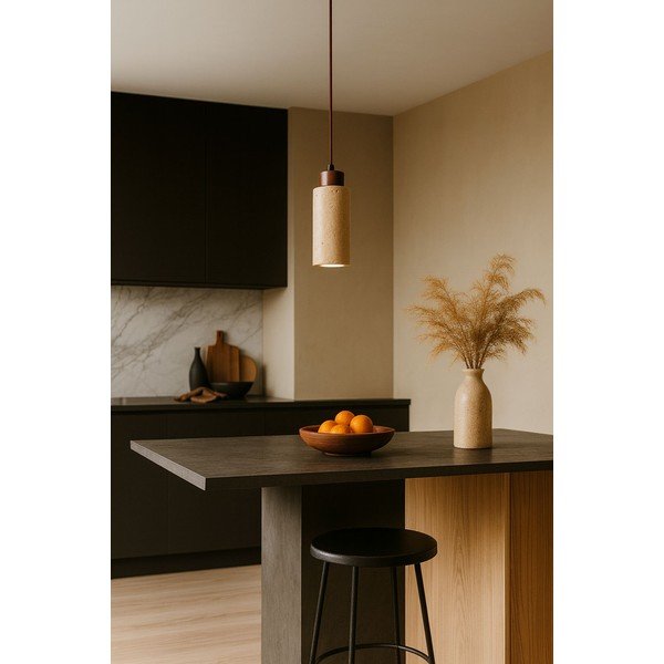Bēša piekaramā lampa ar akmens abažūru ø 6,5 cm Selma – Opviq lights-image-1
