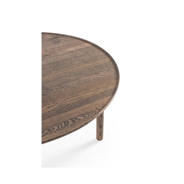 Brūns ozola masīvkoka apaļš žurnālgaldiņš ø 100 cm Mu – Gazzda-image-2