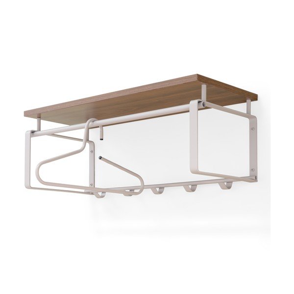 Dabīga toņa/pelēkbrūns tērauda sienas pakaramais ar plauktu 70 cm Rex – Spinder Design