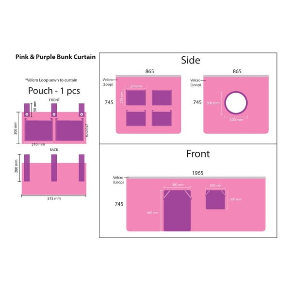 Bērnu aizkari ar gultas aizkariem (3 gab.) 195x75 cm Bella – Vipack-image-3