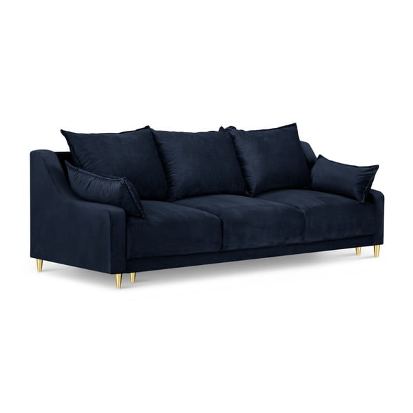 Tumši zils izvelkamais dīvāns ar veļas kasti Mazzini Sofas Pansy, 215 cm