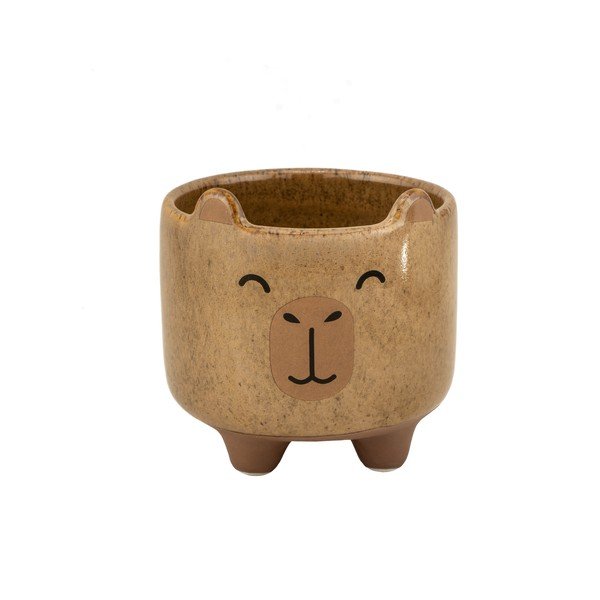 Akmensmasas ar rokām apgleznots puķu poda apvalks ø 7,5 cm Mojave Capybara – Sass & Belle