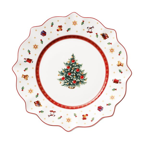 Sarkanbalts porcelāna Ziemassvētku šķīvis Toy´s Delight Villeroy&Boch, ø 24 cm