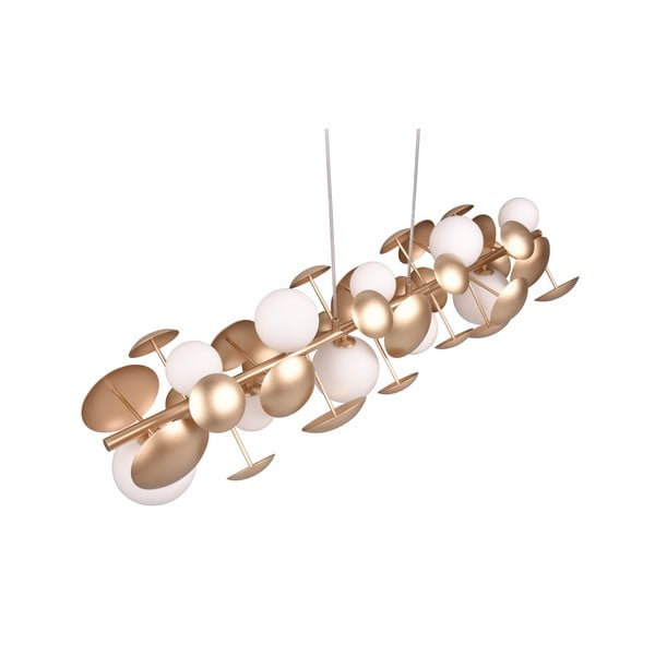 Balta/zelta krāsas piekaramā lampa ar stikla abažūru Bubble – Trio Select-image-4