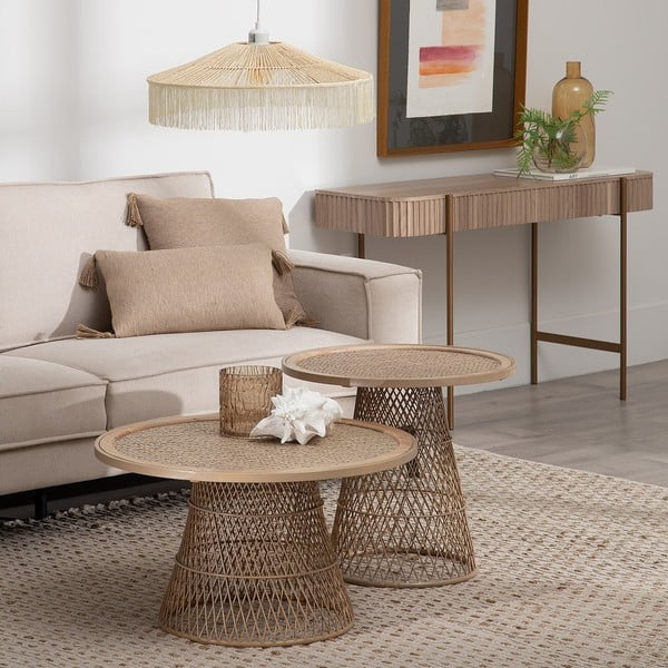 Rotangpalmas apaļš sānu galdiņš ø 55 cm – Ixia-image-1